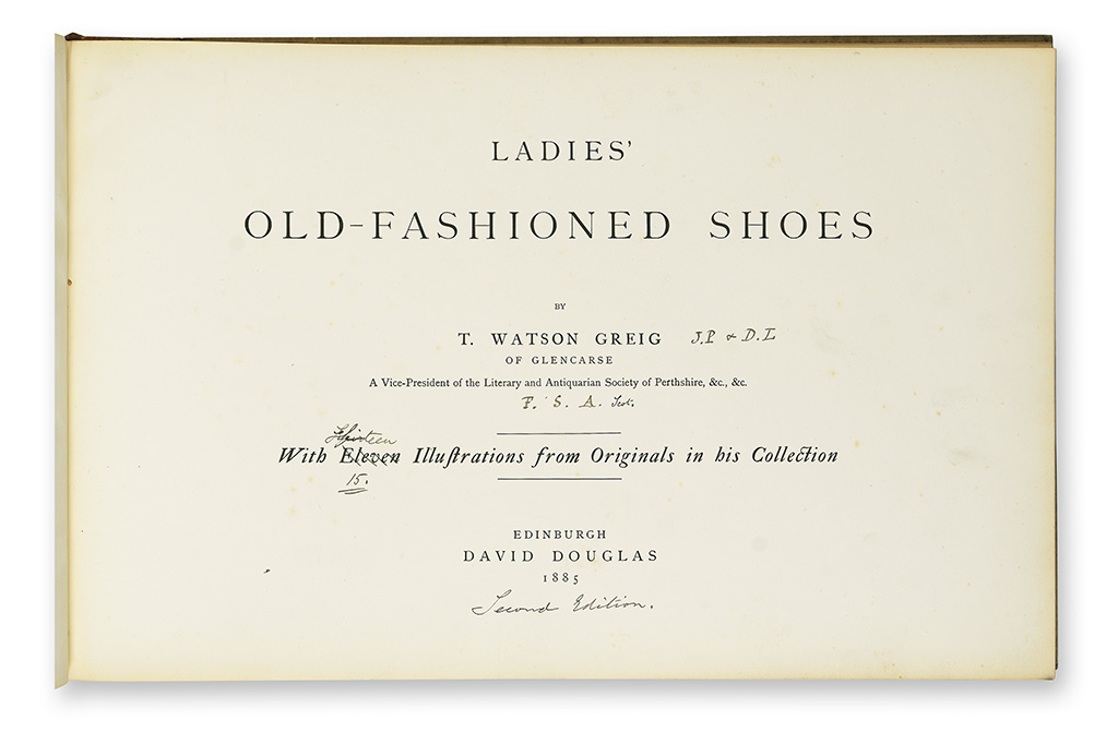 (COSTUME.) Greig, Thomas Watson. Ladies Old-Fashioned Shoes.